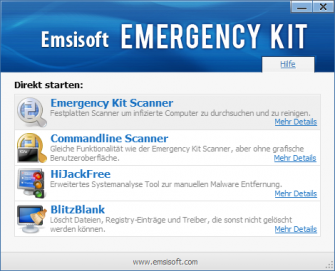 Das Emsisoft-Emergencykit wird auf USB-Stick geliefert und bereinigt von dort aus infizierte PCs. (Bild: Emsisoft)
