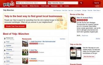 Hinter der Goobye-Seite von Qype folgt bereits die Yelp-Datenbank - die Übernahme ist eigentlich schon vollzogen, doch die Nutzer müssen sich neu registrieren.