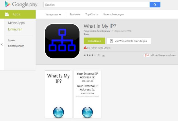 "What is my IP?" und neun weitere Apps vei Google Play verbreiten laut Bitdefender-Experte Alin Barbatei auf besonders aggressive Weise eine von seinem Unternehmen als Android.Trojan.HiddenApp.E bezeichnete Adware (Screenshot: ITespresso).