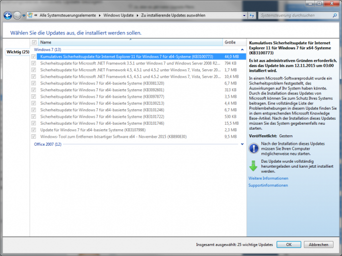 windows-updates-nov15 (Screenshot: ZDNet.de)