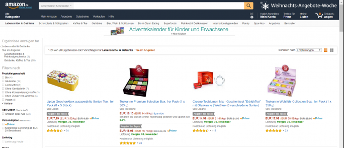 Amazon Weihnachtsangebote Amazon Weihnachtsangebote (Screenshot: ZDNet.de)
