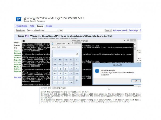 Google zeigt Windows-Leck (Screenshot: Google)