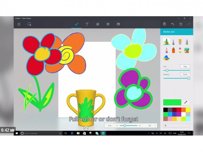 Malen auf 3D-Oberfläche in Paint Preview (Screenshot: ZDNet.de)